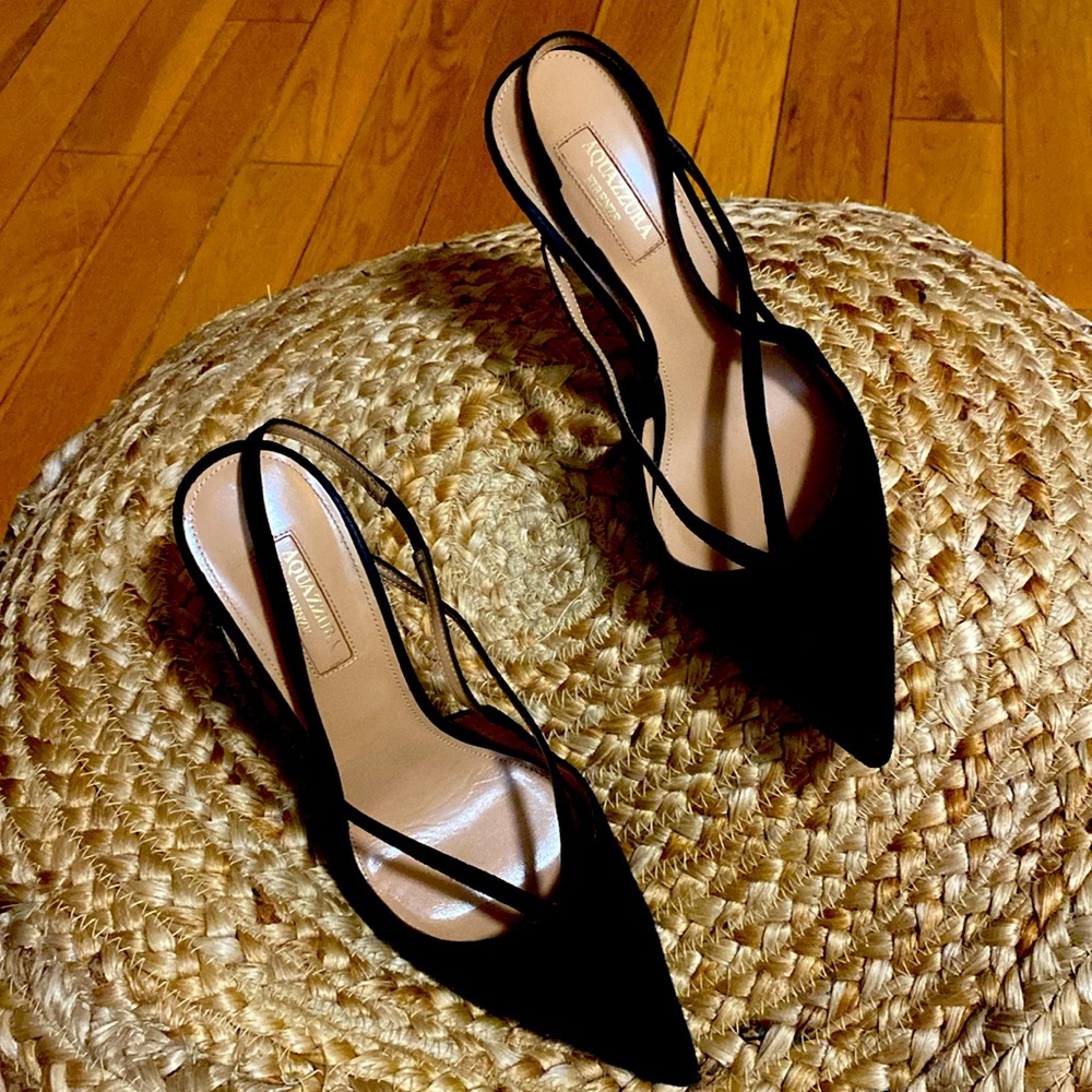 AQUAZZURA
Soul 105 suede slingback pumps